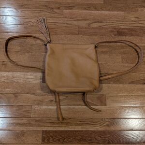 HOBO Tan Leather Backpack with Patterned Lining